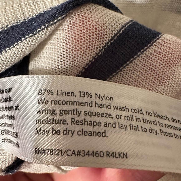 EILEEN FISHER Layered Linen Blend Layered Stripe Nautical LG Asymmetrical Hem - Picture 11 of 12